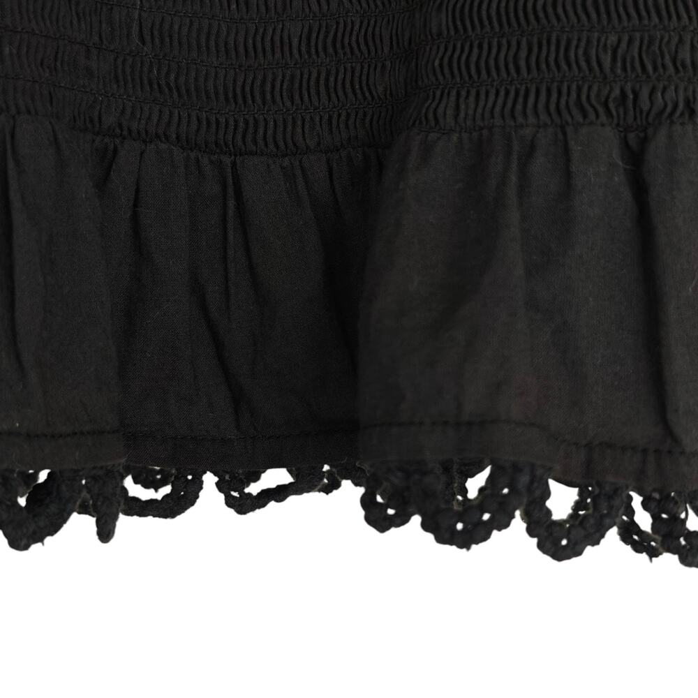 Anthropologie Farm Rio Smocked Blouse Size Medium Black Lace Victorian Gothic - Picture 9 of 16